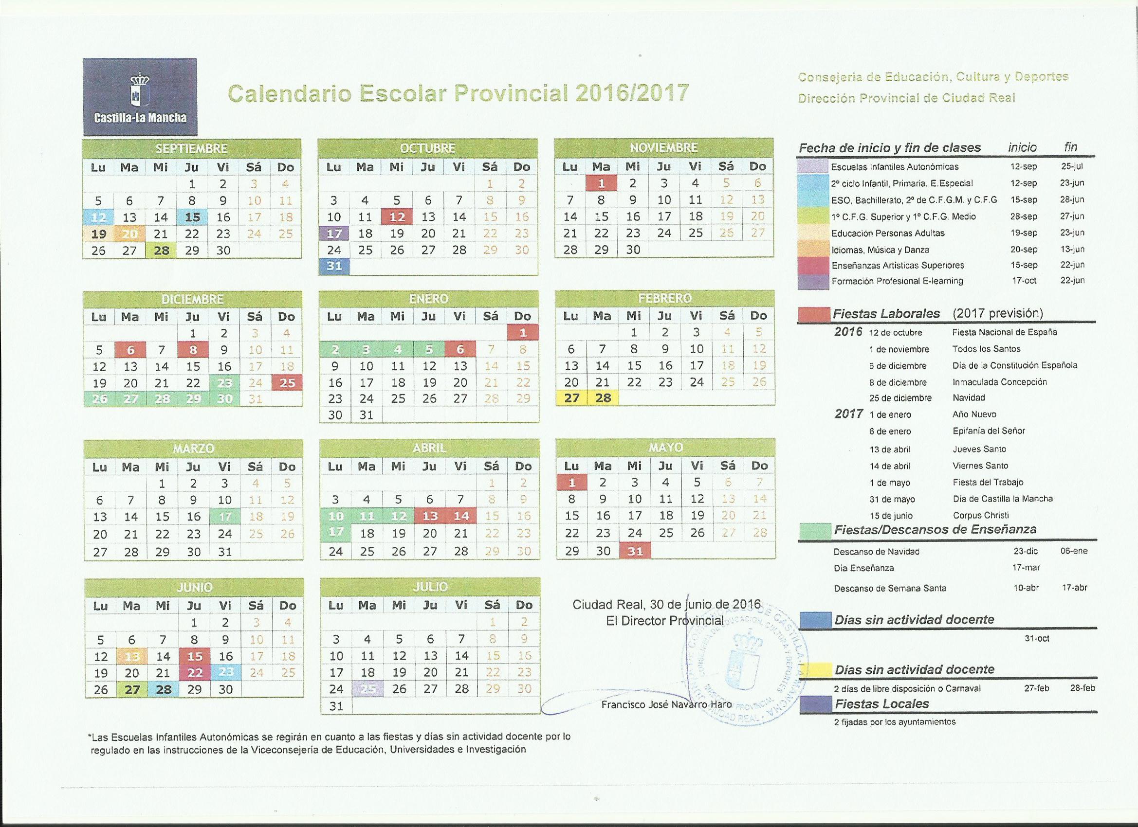Calendario escolar ciudad real curso 16-17