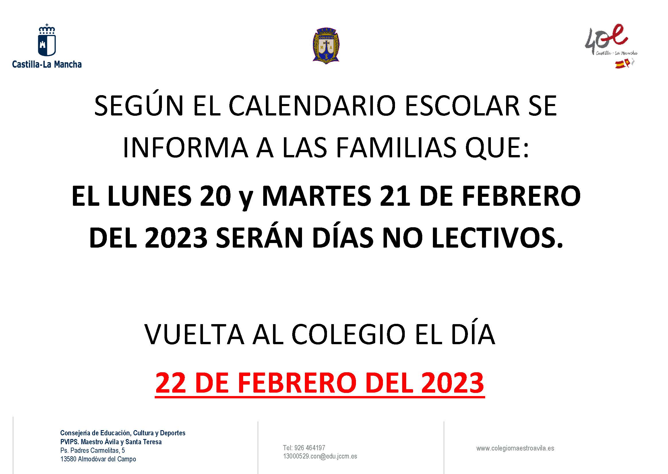 FESTIVOS 2023 CARNAVAL