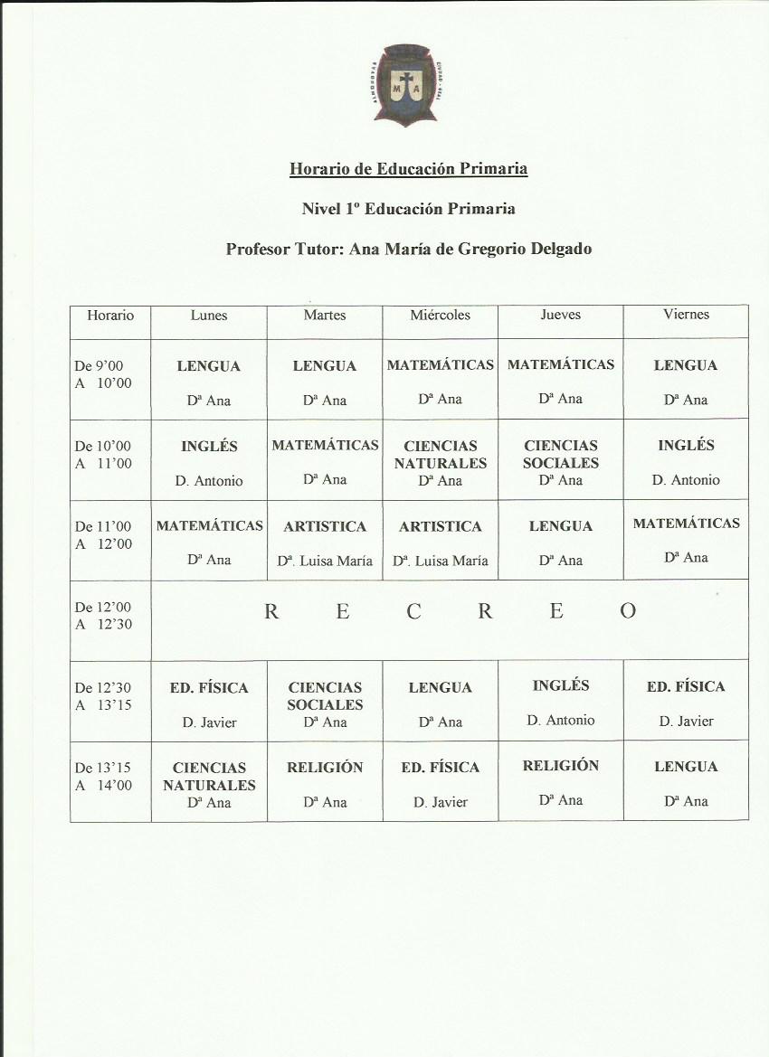 HORARIO 1º