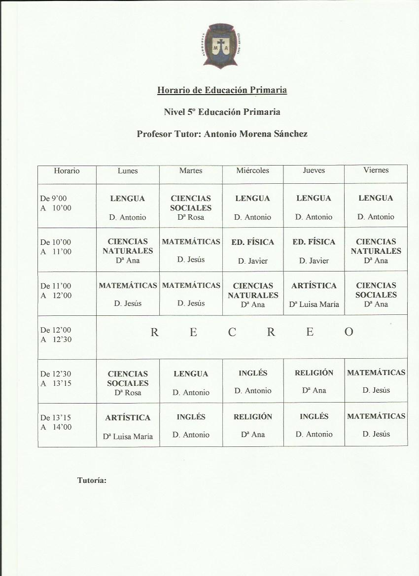 HORARIO 5º