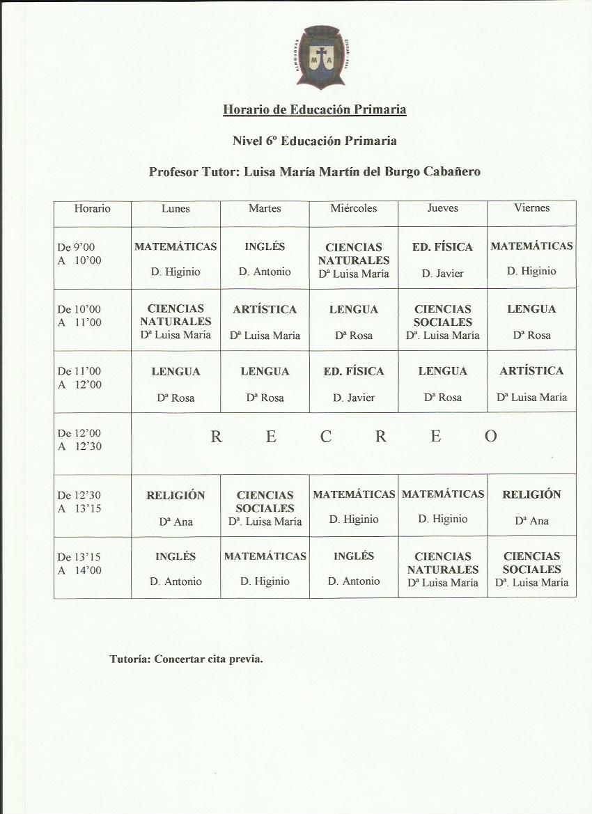 HORARIO 6º