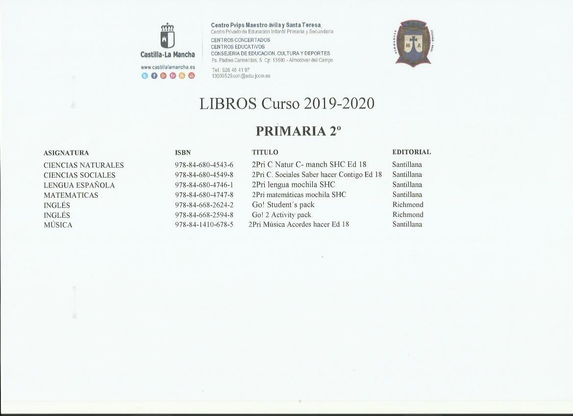 Libros 2º 19 20