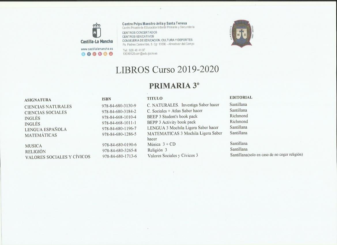 Libros 3º 19 20