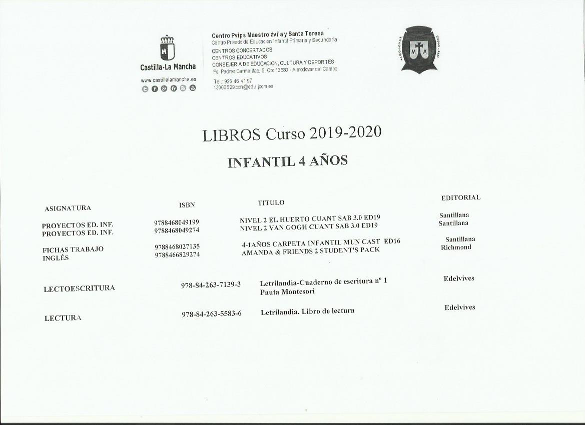 Libros 4 años 19 20