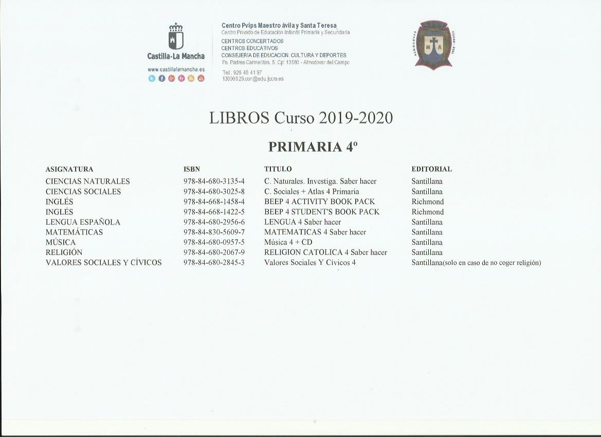 Libros 4º 19 20