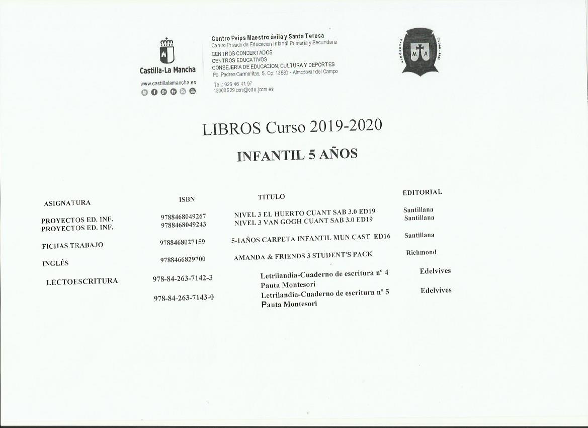 Libros 5 años 19 20