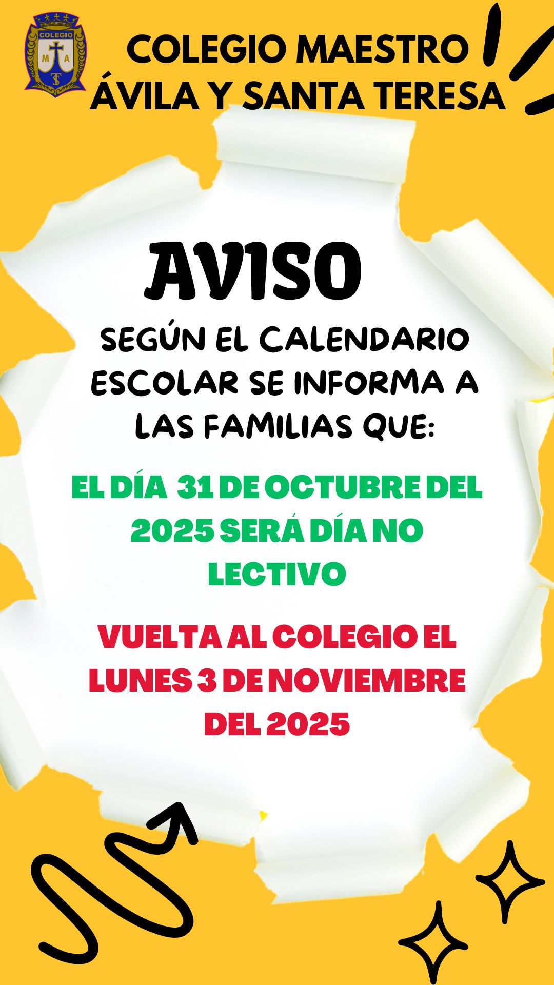 NO LECTIVO OCTUBRE 25